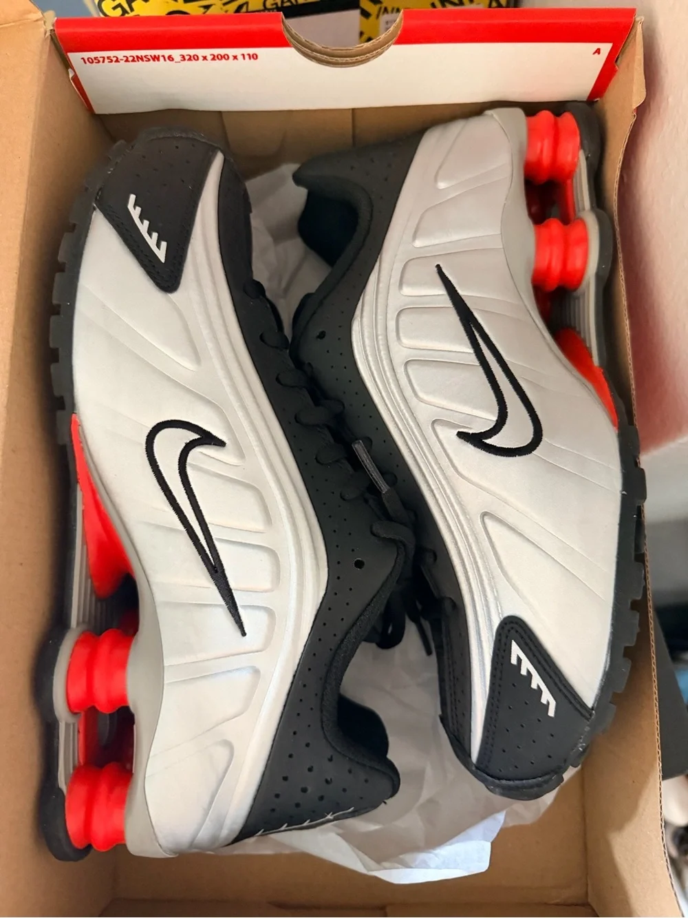 Nike Kids Silver, Black & Red Shox Sneaker